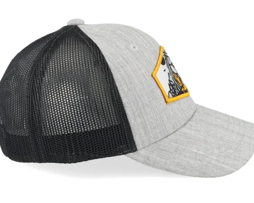 Kids T-rex Orange Patch Heather Grey/Black Trucker - Kiddo Cap