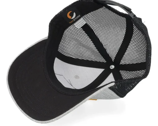 Kids T-rex Orange Patch Heather Grey/Black Trucker - Kiddo Cap