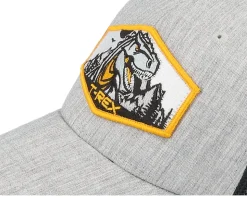 Kids T-rex Orange Patch Heather Grey/Black Trucker - Kiddo Cap