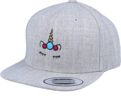 Kids Unicorn Flower Heather Grey Snapback - Unicorns