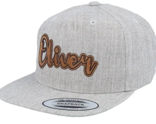 Kids William Engraved Patch Heather Grey Snapback - Kiddo Cap