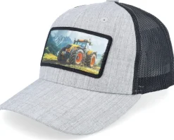 Kids Yellow Tractor Heather Grey/Black Trucker - Kiddo Cap