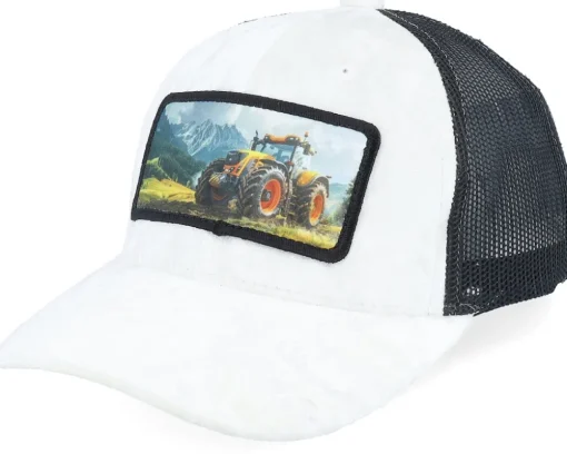 Kids Yellow Tractor Velvet White/Black Trucker - Calza Pennello