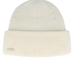 Knit Beanie With Turn-up Off White Cuff - Seeberger