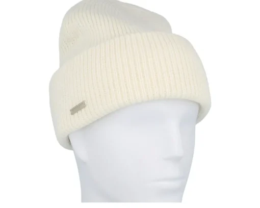 Knit Beanie With Turn-up Off White Cuff - Seeberger