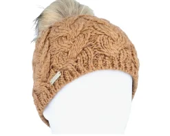 Knit In Cable Pattern Nutmeg Brown Pom - Seeberger