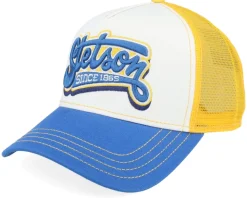 Lettering 29 White/Yellow/Blue A-Frame Trucker - Stetson
