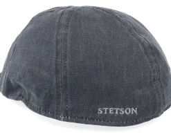 Level Co/Pe Black Flat Cap - Stetson
