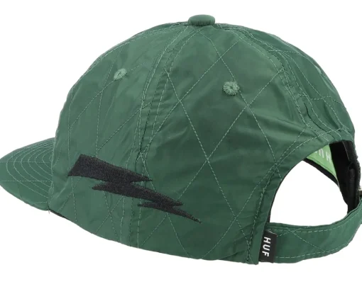 Lightining Quilted 6 Panel Hat Forest Green Strapback - HUF
