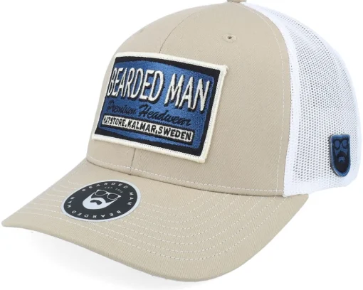 Logo Off White/Blue Khaki/White Trucker - Bearded Man