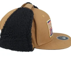 Logo Patch Red/Blue Canvas Caramel/Black Earflap - Bearded Man