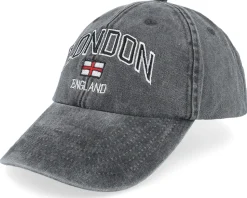 London England Washed Black Dad Cap - Iconic