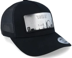 London Silver Patch Black A-frame Trucker - Iconic