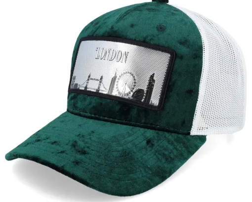 London Silver Patch Velvet Green/Ivory A-Frame Trucker - Calza Pennello