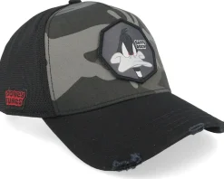 Looney Tunes Daffy Duck Black/Camouflage A-Frame trucker - Capslab