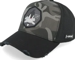 Looney Tunes Daffy Duck Black/Camouflage A-Frame trucker - Capslab
