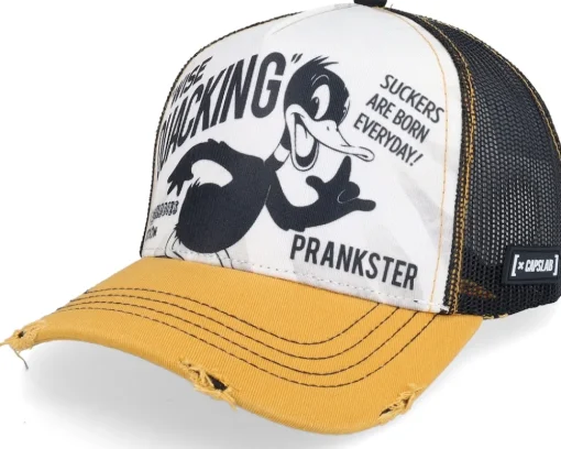 Looney Tunes Daffy Duck Quote White/Black/Yellow Trucker - Capslab