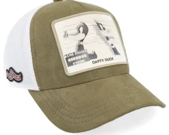 Looney Tunes Daffy Duck White/Dark Green Premium A-Frame Trucker - Capslab