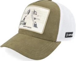 Looney Tunes Daffy Duck White/Dark Green Premium A-Frame Trucker - Capslab