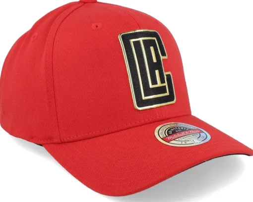 Los Angeles Clippers Golden Black Stretch Red Adjustable - Mitchell & Ness