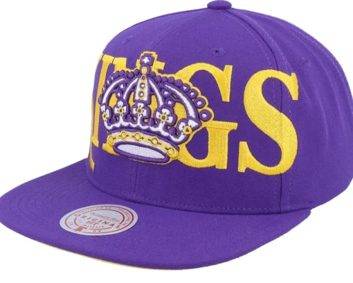Los Angeles Kings Full Frontal Vintage Purple/Yellow Snapback - Mitchell & Ness