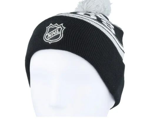 Los Angeles Kings Jacquard Pom Beanie Black Cuff - Outerstuff