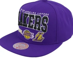 Los Angeles Lakers Champ Stack Purple Snapback - Mitchell & Ness