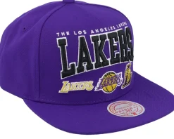 Los Angeles Lakers Champ Stack Purple Snapback - Mitchell & Ness