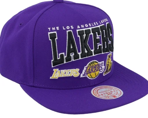 Los Angeles Lakers Champ Stack Purple Snapback - Mitchell & Ness
