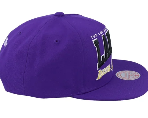 Los Angeles Lakers Champ Stack Purple Snapback - Mitchell & Ness