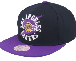 Los Angeles Lakers Circle Splash Black/Purple Snapback - Mitchell & Ness