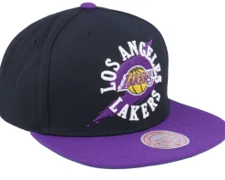 Los Angeles Lakers Circle Splash Black/Purple Snapback - Mitchell & Ness