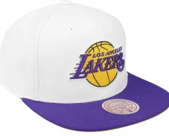 Los Angeles Lakers Core Basic White/Purple Snapback - Mitchell & Ness
