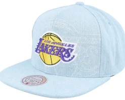 Los Angeles Lakers Denim Stitcher Light Blue Snapback - Mitchell & Ness
