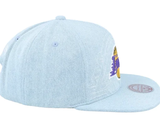 Los Angeles Lakers Denim Stitcher Light Blue Snapback - Mitchell & Ness