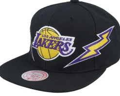 Los Angeles Lakers Double Trouble Black Snapback - Mitchell & Ness