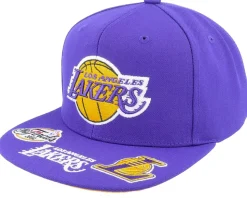 Los Angeles Lakers Front Face Purple Snapback - Mitchell & Ness
