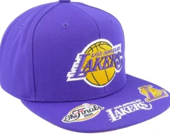 Los Angeles Lakers Front Face Purple Snapback - Mitchell & Ness