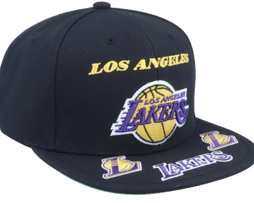 Los Angeles Lakers Front Loaded Black Snapback - Mitchell & Ness
