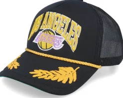 Los Angeles Lakers Gold Leaf Hwc Black Trucker - Mitchell & Ness
