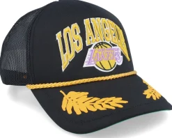 Los Angeles Lakers Gold Leaf Hwc Black Trucker - Mitchell & Ness