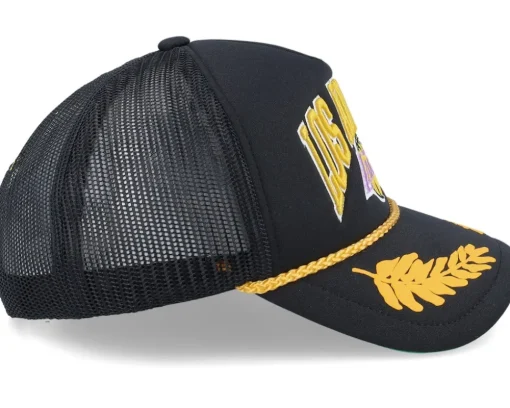 Los Angeles Lakers Gold Leaf Hwc Black Trucker - Mitchell & Ness