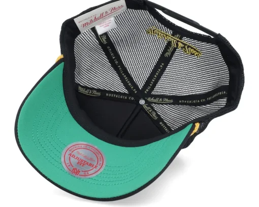 Los Angeles Lakers Gold Leaf Hwc Black Trucker - Mitchell & Ness