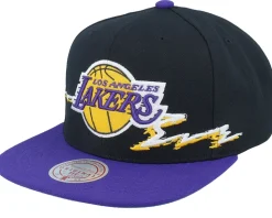 Los Angeles Lakers Life Line Black/Purple Snapback - Mitchell & Ness