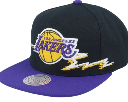 Los Angeles Lakers Life Line Black/Purple Snapback - Mitchell & Ness