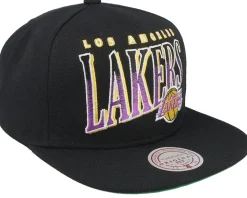 Los Angeles Lakers Line Work Black Snapback - Mitchell & Ness