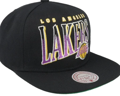 Los Angeles Lakers Line Work Black Snapback - Mitchell & Ness