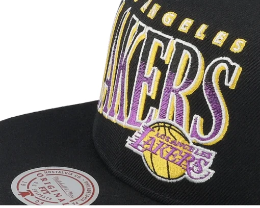 Los Angeles Lakers Line Work Black Snapback - Mitchell & Ness