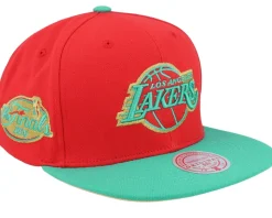 Los Angeles Lakers Mistletoe Red Snapback - Mitchell & Ness