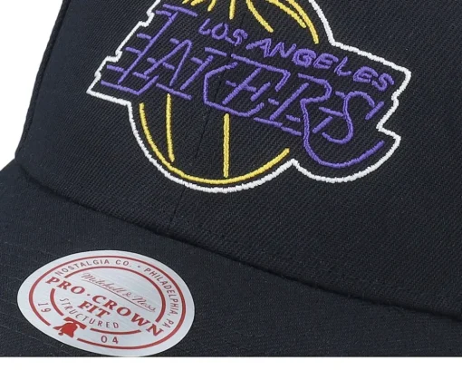 Los Angeles Lakers Neon Logo Pro Black Adjustable - Mitchell & Ness